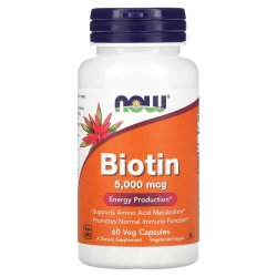 NOW Foods - Biotine, 5000 mcg, 60 Capsules Végétariennes - Santé de...